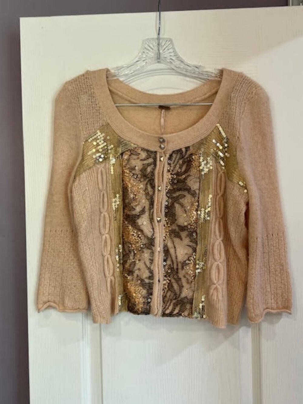 Vintage Free People Art Nouveau Sequin and lace Cardigan - Picture 5 of 7